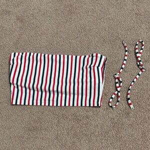 Hollister Women's Striped Bib - Red, White, Black